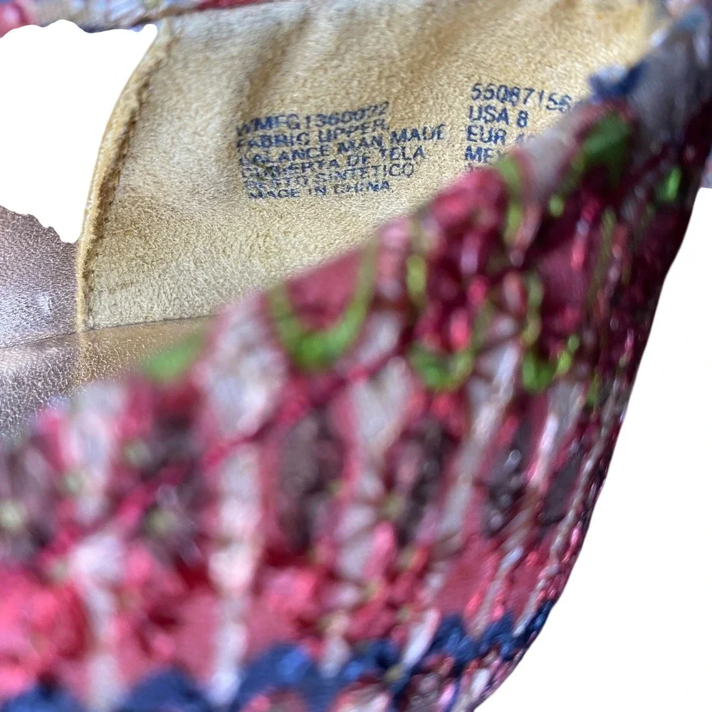 Faded Glory Women Boho Embroidered Peep Toe Cork Wedge Heels‎ Multicolor Size 8